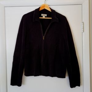 Tommy Bahama black chenille full zip sweater